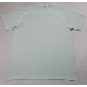 Lululemon Striped Athletic Shirt Mens XL Green Raglan Short Sleeve Performance